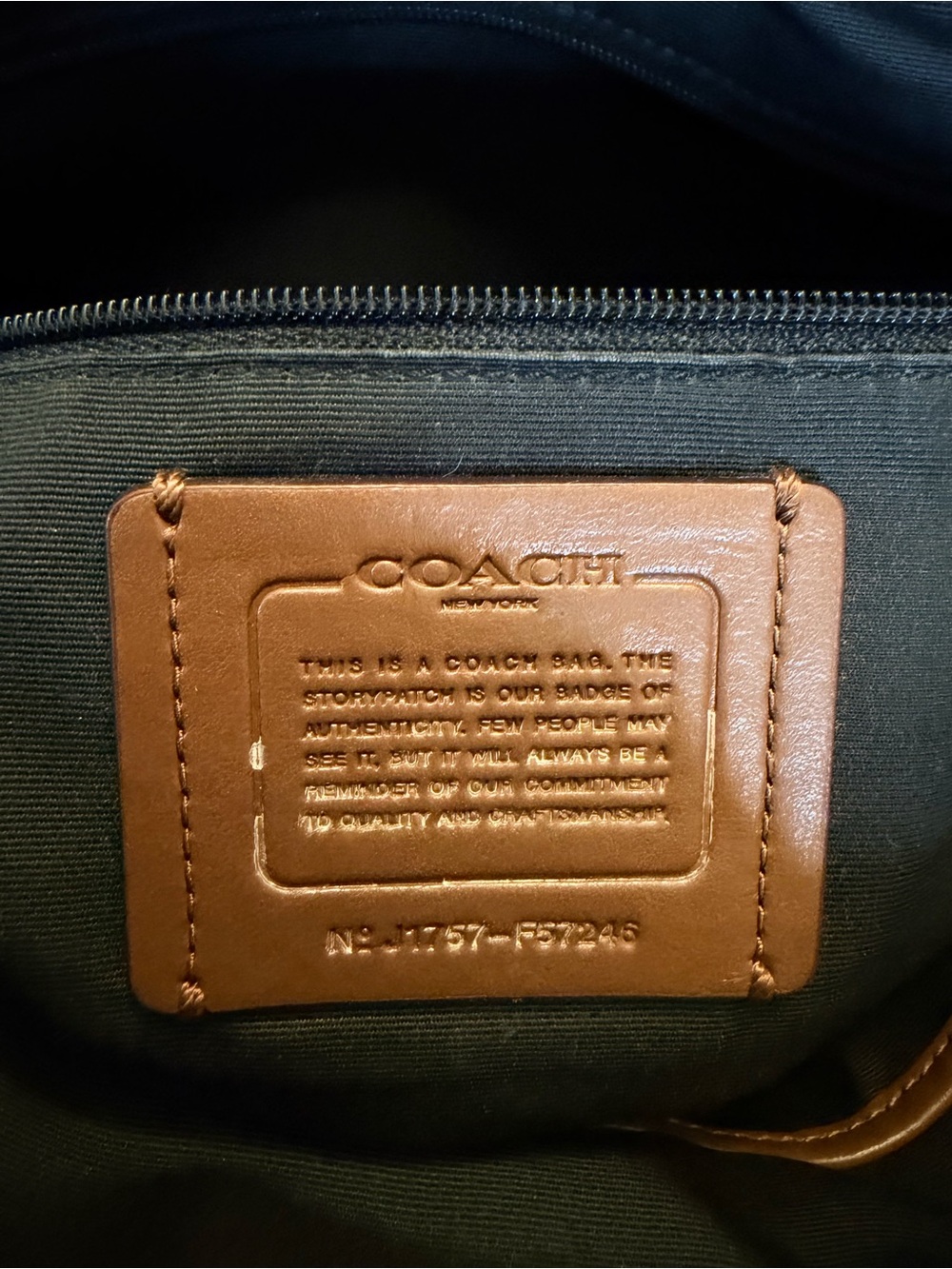 Coach Black and Brown Leather Tote with Textured Center Panel - Picture 8 of 8
